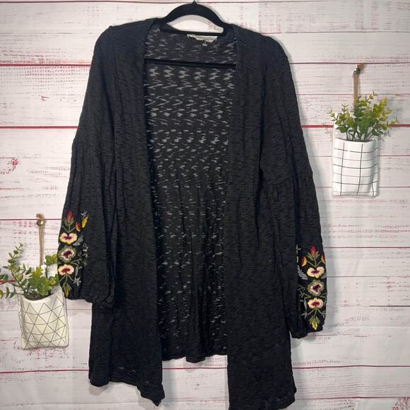 Women’s Suzanne Betro Embroidered Sleeve Cardigan Large - Picture 1 of 4